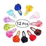 Frcolor 子供ヘアクリップ ベビー ヘアピン 花柄 スリーピン 前髪留め 可愛い ヘアアクセサリー 髪飾り 12個セット（12色）