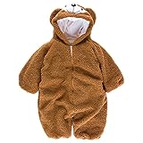 Nice Days（ナイス　ディズ）　ベビー着ぐるみ　可愛いクマちゃんパジャマ　フード付き　プレゼント 出産祝い (90, ブラウン)