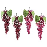 人工レッド&パープルGrapes、FAKEフルーツホームパーティー用装飾、ワインテーブルが表示され、4 bunches
