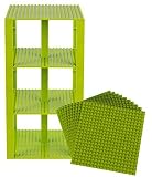 Premium Lime Green Stackable Base Plates - 10 Pack 6" x 6" Baseplate Bundle with 80 Lime Green Bonus