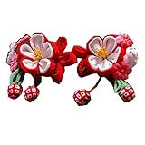 七五三 日本製髪飾り2個 2タイプ/6(ふちが赤く花びらが白)