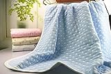 Organic Dream Baby Muslin Swaddle Blanket - Oversized 47in x 47in - Ultra Soft (Blue Dot) by David a