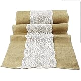 Aussel Burlap Lace Table for Rustic Weddings,Christmas ,Birthday Festival Party Table Decoration(1 P