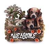 T4U 19CM 独創 超可愛い犬＆切り株 多肉植物、サボテン鉢 フラワーポット DIYプランター容器 ブラウン