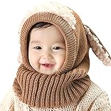 ニット帽子 キッズ 赤ちゃん用 ベビー 兎耳 ハット 子ども 女の子 男の子 可愛い 防寒 (ブラウン)