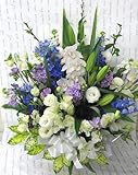 花由 お供え生花アレンジ ユリ入りLLサイズ たて長 白+青・紫系 日時指定便 フラワーアレンジメント アレンジメントフラワー 生花 お供え 花 枕花 お悔やみ お供え花 供花
