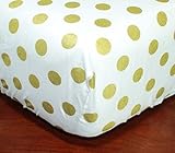メタリックミディアムサイズゴールドドットフィットベビーベッドシート – 標準ベビーベッドマットレスにとDaybeds。。。