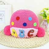 防寒 ニット帽子 ベビー キッズ 赤ちゃん ボンボン付き 保温 帽子 2017 新製品 red