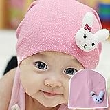 （ワボーズ） Waboatsベビー キッズ 子ども 赤ちゃん蝶ネクタイ付きのウサギ柄の帽子 ボーダー ボンボン 暖かい 全5色 レッド