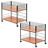 山善(YAMAZEN) キャスター付押入れ収納ラック(幅44)2個組 OSR-7544(DBR/BR)*2P ダークブラウン/ブラウン