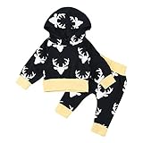 (プタス)Putars ベビー服 子供服 上下セット パーカー 長袖 男の子 女の子 鹿柄 可愛い 春 秋 クリスマス スポーツ 運動会 旅行 記念日 プレゼント 3-24ヶ月