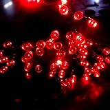 LED ソーラー イルミネーション 太陽発電 200球 点灯2パターン 防雨 屋外 クリスマス イルミ 自動ON/OFF (レッド)