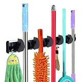 rovtopモップほうきホルダーwith 5ボールスロットと6フック壁マウントオーガナイザー