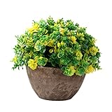 SAVORLIVING 　鉢植え　人工植物　インテリア　ミニ偽植物　小さな人工鉢植え　ホームデコレーション用　人工花　屋内装飾 Artificial Plants 15cm (イエロー2)