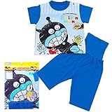 【本体綿100％】2017年 夏物 アンパンマン 天竺 腹巻付き ４キャラ 半袖パジャマ Anpanman ブルー-バイキンマン◇100cm