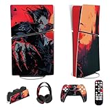 PlayVital 新モデルps5 Slim本体デジタルバージョンに対応用スキンシールステッカー、ps5ヘッドセット＆充電ステーション＆リモコンに対応用スキンシール、ps5コントローラーに対応用スキンステッカー【月光のホラー】