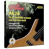 Alice（アリス）エレキベース 弦 六角芯/クロムニッケル合金フラットワウンド 平巻き エレキベース弦 Flat Wound Strings Long Scale 4弦セット中型 A628(4)-M（.045-.100）