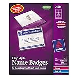 Avery バッジホルダーキット レーザー/インクジェットインサート付き トップロード 3 x 4インチ ホワイト 100個入り