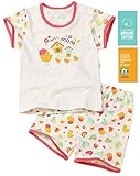【あるこんたるこん】 オーガニックコットン ベビー キッズ ルームウェア ピヨピヨ 女の子 パジャマ 3分袖 ショートパンツ (110)