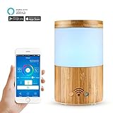 WifiスマートAroma Diffuser – abedoe竹超音波エッセンシャルオイルディフューザー加湿器ミストアトマイザーAppリモートコントロール/音声制御カラフルなLEDライト – Work