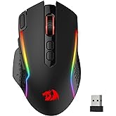 Redragon M810 Pro Wireless Gaming Mouse, 10000 DPI Wired/Wireless Gamer Mouse w/Rapid Fire Key, 8 Macro Buttons, 45-Hour Dura