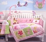 SoHo Butterflies Meadows Baby Crib Nursery Bedding Set 13 pcs included Diaper Bag with Changing Pad 