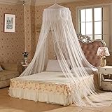 Extra LargeサイズラウンドフープベッドキャノピーネッティングMosquito NetフィットCrib、ツイン、フル、クイーン、キング 135x200cm(53x79inch) ホワイト EN