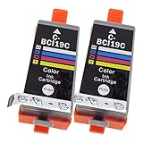 Canon キャノン BCI-19CLR (カラー color)【2本セット】 最新 互換 インクカートリッジ 《ICチップ搭載・残量表示対