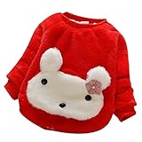 Tonsee ガールズ 超可愛い コート カートゥーンパターン ふわふわ 上着 暖かい 防寒 (70, レッド)