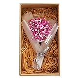 Homyl 乾燥花　花束　ホーム　花　綺麗な　装飾花　ギフトボックス付き　全6色選択可能 - ピンク