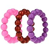 MyBoo Autism/Sensory/Teething Chewable Beads Bracelet - Set of 3, Purple/Pink/Metallic Red by MyBoo