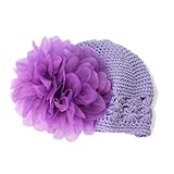 ニット帽　赤ちゃん用　花の飾り　パープル