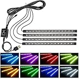 Wsiiroon 車 60LED RGB テープライト USB式 車内装飾用 音に反応 防水 全8色に切替 高輝度 フットランプ 足下照明 リモコン付き