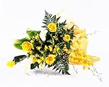 お中元 サマーギフト 幸運の爽やかな黄色の花束 カラーと黄バラ、オンシジウム 日時指定無料