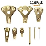 YTE Picture Hangers 110-Piece - Heavy Duty, Frame Hanging, Holds 10-100 lbs, Golden [並行輸入品]