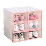 シューズボックス 透明クリアーケース 男性・女性 【靴箱/収納】【6箱入り】ピンク