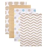 Luvable Friends Flannel Receiving Blankets, Tan Dots, 4 Count by Luvable Friends