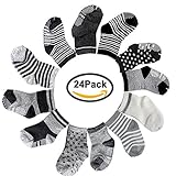 FASOTY 12 Pairs Assorted Non Skid Ankle Cotton Socks Baby Walker Anti Slip Stretch Sneakers Crew Soc