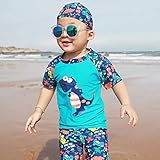 S&C Live 水着 キッズ子供 男の子 キャップ付水着3点セット　UVカット　速乾　恐竜柄/シャーク柄/トーマス柄/魚柄　半袖/長袖　ベビー水着　赤ちゃん水着　出産お祝いプレゼント　子供お誕生日プ