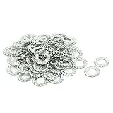 uxcell ロックワッシャー 10mm内径 炭素鋼 亜鉛メッキ 外部鋸歯状 80個入り