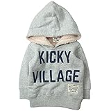 《H28年秋冬物》KICKY VILLAGE(キキイ ビレッジ) カラーチップ30/10裏毛+裏ボアフードトレーナー 130cm /グレー NO.KV-15412