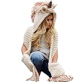 d-foxes暖かい冬キッズ帽子かぎ針編みニットキャップCoifフードFoxスカーフイヤーフラップビーニー 15inch ピンク