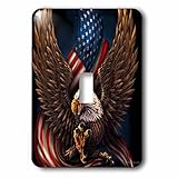 3droseアメリカ、アメリカ、フラグ、イーグル、図 – Bald Eagle Withとアメリカンフラグ間Its Talons – 照明スイッチカバー – シングルトグルスイッチ( LSP _ 25