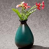 復古窑变釉陶器花瓶　ミニ新古典花瓶　花道茶道　茶卓の置物インテリア　プリザーブドフラワー花瓶 　家庭用レトロセラミック花瓶　エナメル小さな花瓶(ブルー)