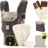 ベビーウエストベルト付エルゴベビー 抱っこ紐 オーガニック ダークココア・オーガニックインサート3III 【正規代理店2年間保証-SG認定付】フードカバー＆パッド２個＆ポーチ付