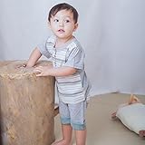 優雅 yuga☆【箱入り】「ヘンリーネック・Tシャツ 100cm +Boysハーフパンツ 100cm 2点セット グレー」  オーガニックコットン100%   ベビー 服  男の子 出産祝い プレゼン