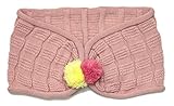 【ノーブランド品】ざっくり編みスヌード（ボンボンボタン）キッズ ネックウォーマー マフラー ライトピンク