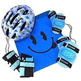 J@G 子供用 自転車用 ヘルメット ヒジ ヒザ 手首 プロテクター セット ナップサック付き 超軽量 可愛い (ホワイト（ハチ）)