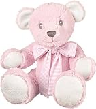 Suki Baby Hug-a-Boo Super Soft Plush Bear with Striped Cotton Bow (Large, Pink) by Suki Baby