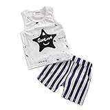 Ochine 　子供　星プリントベスト+ストライプショートパンツ　綿布　上下２点セット　子供洋服　セットアップ 　誕生日　入学ギフト　出産祝いに